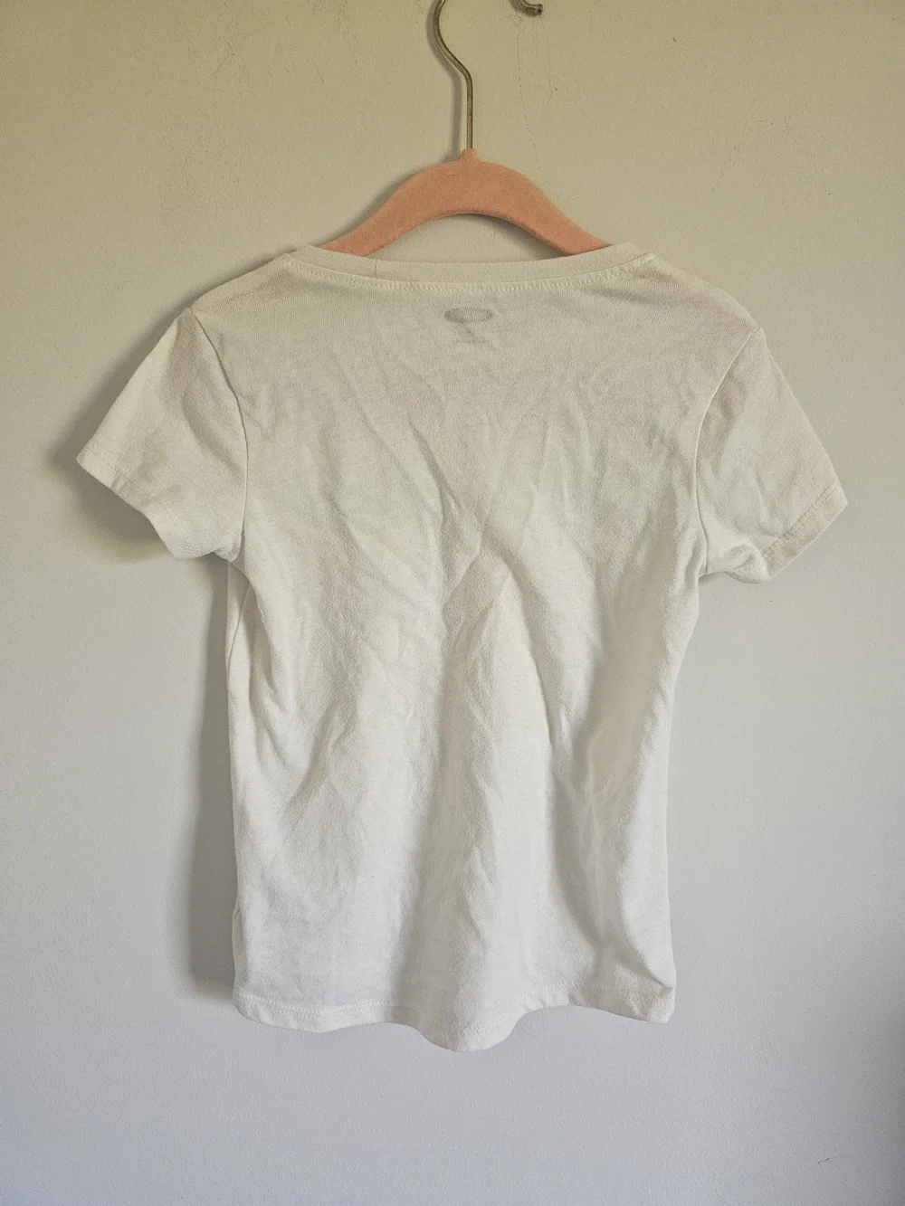 Old Navy White Kids Short Sleeve Tee with Pastel Rainbow AC/DC Logo